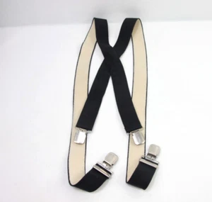 Pelican Chrome Clip Suspenders Navy Blue /Cream Two-Tone Made in USA - Picture 1 of 8