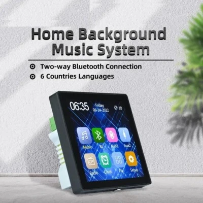 Home Theater Smart Bluetooth Wall Amplifier 4" Touch Screen 2CH Stereo Music - Image 1 of 4