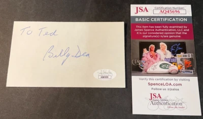 Billy Dea Autographed 3x5 Card JSA CERT "Hard Rock" NHL Detroit Red Wings w/COA! - Image 1 of 4