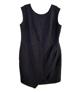 NWT New York & Co Black shimmery sparkle women's faux wrap sheath Dress sz 18 - Picture 1 of 9