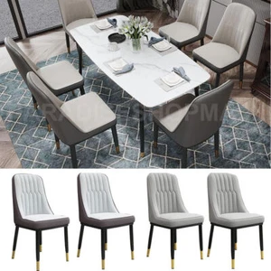 2 Pcs Faux Leather PU Padded Dining Chairs Kitchen Dining Room Chair Set Family - Picture 1 of 30