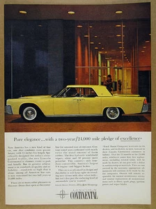 1961 Lincoln Continental yellow sedan color photo vintage print Ad - Picture 1 of 1