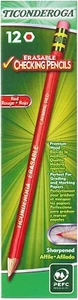 Ticonderoga Erasable Checking Pencils with Eraser Carmine Red Lead Dozen - Picture 1 of 6