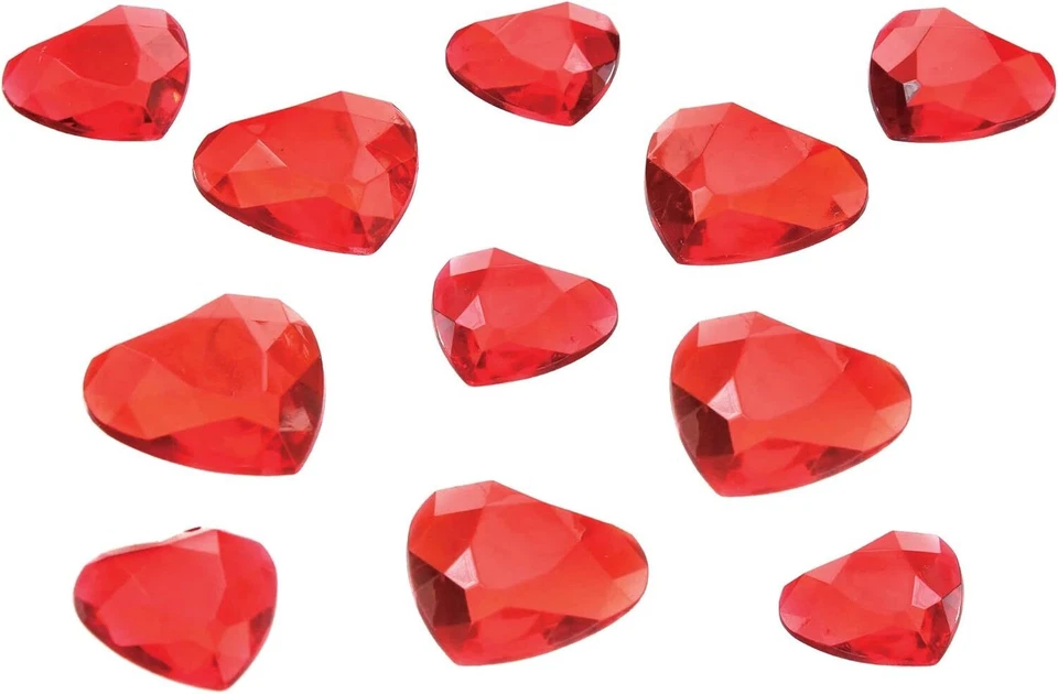 Red Heart Gem Scatters Confetti Valentine's Day Holiday Theme Party Decoration - Image 1 of 1