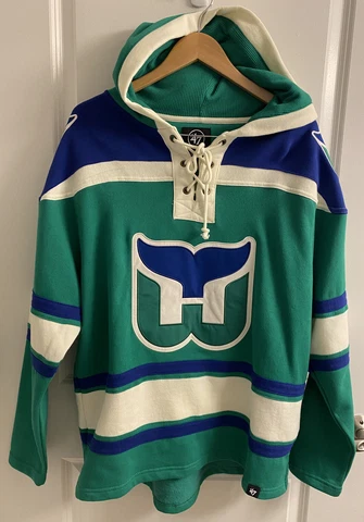 Hartford Whalers 47 Brand Men’s Lacer Sweatshirt Jersey Style w/hood - NWOT Cover