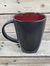 Black Red Modern Mug 5” Contemporary Stoneware Heavy Tapered Solid Coffee Cup