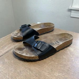 Birkenstock Madrid Sandals Black Birko Flor EU 40 Men’s 9 Women’s 7 Narrow Fit - Picture 1 of 12