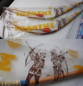 2X VINTAGE 70'S GREEK WOODEN 31" INDIAN BOW & ARROWS CARNIVAL HALLOWEEN NEW ! - Picture 1 of 8