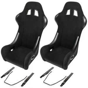 2x TA TECHNIX sedile sportivo sedile completo sinistro + destro + guide - nero - Foto 1 di 7