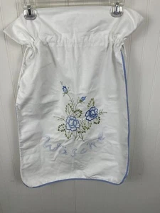 "Bolso de lencería DE COLECCIÓN BORDADO FLORES AZULES LAVANDERÍA lavado alemán 26""x19" - Imagen 1 de 15