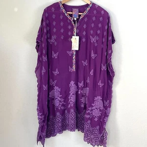 NEW $328 Johnny Was Womens Plus 2X FIYORI TUNIC Top Butterfly Embroidered Shirt - Picture 1 of 17