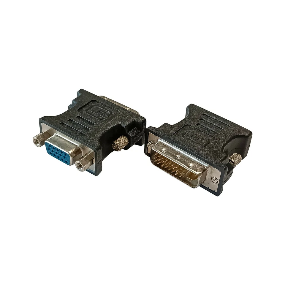 DVI VGA Adapter DVI I 24+5 Stecker -> VGA Buchse DSUB 15-polig schwarz blau - Bild 1 von 1