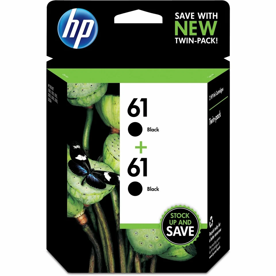 HP 61 CZ073FN Twin-Pack Ink Cartridges - Black