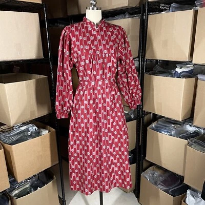 Vintage 70s Marimekko Design Research Dress Berry Print Size Small Long Sleeve - Image 1 of 4