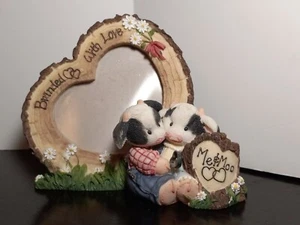 Country COW FIGURINE Decor Frame 3x3 Photo Mary's MOO MOO's heart Vintage RARE - Picture 1 of 17