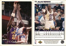 David Benoit Signed 1995 Collector's Choice French I #158 Card Utah Jazz Auto AU