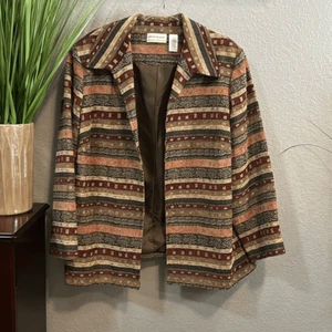#614 Alfred Dunner tapestry, beaded open cardigan/blazer size 20W - Picture 1 of 8