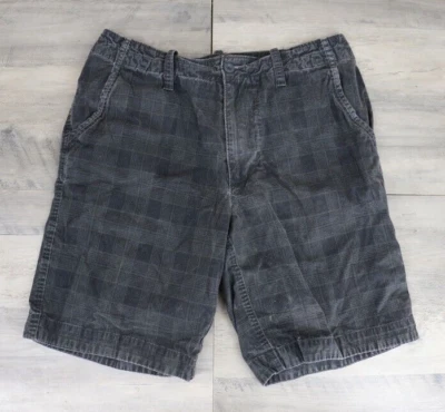 Pantalones Cortos De Colección Roundtree & Yorke Informales Para Hombres 34 Cuadros Pierna Ancha Gris Desteñido Negro Foto 1 de 4