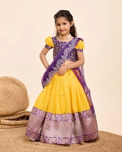 Girls Indian Lehenga choli Wedding Wear dress for kids Festival girls dress - Picture 1 of 7