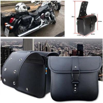 US L+R Waterproof Motorcycle Motorbike PU Leather Saddle Bags Storage Pouch Bag - Image 1 of 4