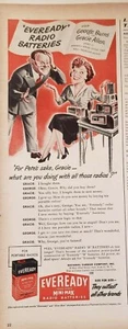 Lote de 4 baterías Eveready de colección 1948 anuncios impresos efímeros arte de pared decoración - Imagen 1 de 4