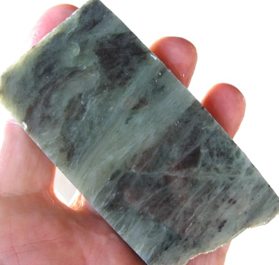 rle JADE SLAB, CANADA,  4" X 2.X 0.40" GREENISH! - Image 1 of 3