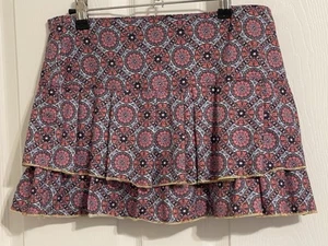 Lucky In Love Tennis Skort Girls M (8-10) Tiered Pleats Boho Print Skirt Shorts - Picture 1 of 8