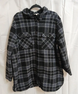 Terra & Sky Navy Gray Plaid Chore Shacket Jacket Sz 1x 16-18W - Image 1 of 4