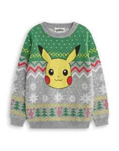 Pokemon Gris Pikachu Navidad Jumper Niños - Imagen 1 de 9