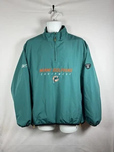 Miami Dolphins Reebok Pullover Logo Quarter 1/4 Zip Windbreaker Men’s Sz Medium - Picture 1 of 6