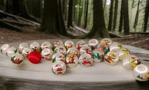 VTG Satin Ornaments Balls Silk Threaded Lot 28  Christmas Tree 1.” USA Decorated - Picture 1 of 11