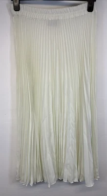 Vintage Pleated Skirt Chiffon Elasticated Waist Off White Unlined Flared UK 12 - Image 1 of 4