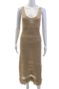 Intermix Womens V Neck Sleeveless Fringe Trim Maxi Dress Brown Size P - Picture 1 of 5
