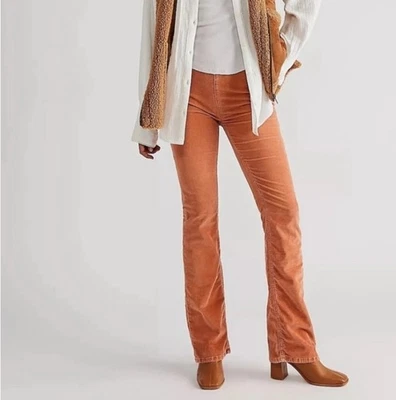 Pantalones de pana acampanados ajustados We The Free People Jenny tiro alto coñac para mujer 28 Foto 1 de 4