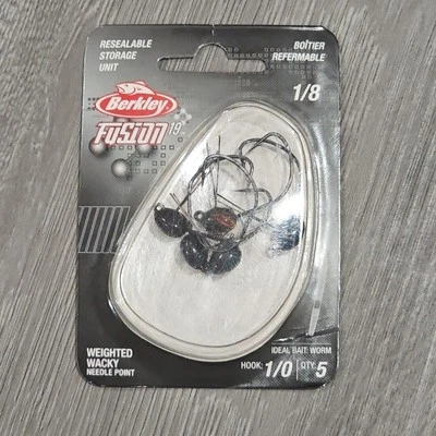 Ganchos de gusano Berkley Fusion19 con punta de aguja loca ponderados, 1/0, 1/8 OZ, 5ea. Foto 1 de 2