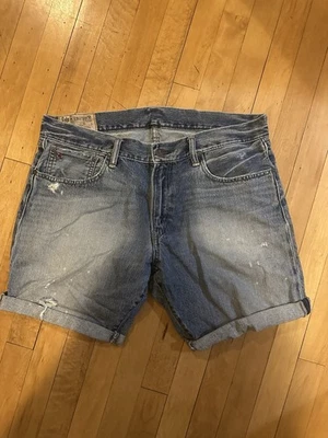 Pantalones Cortos de Denim Polo Ralph Lauren Para Hombres 35 Desgastados Corte Dobladillo Crudo Calce Clásico Foto 1 de 4