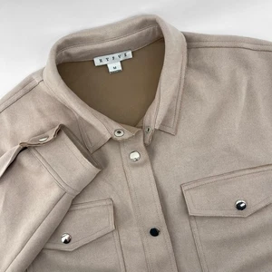 HYFVE Shacket Jacket Cream Tan Faux Suede Western Snap Button Medium NEW - Picture 1 of 12