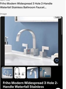 Friho Gebürstetes Nickel Badezimmer Wasserhahn 3 Loch, Breit 8 Zoll 2 Griff Waschtisch... - Bild 1 von 11