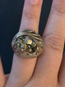 Vintage 925 Sterling Silver Unique Agate Cluster Sterling Silver Stone Ring - Picture 1 of 5
