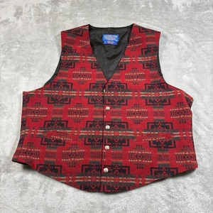 Pendleton Vest XL Red Aztec High Grade Western Wear Southwest Indian Native USA - Picture 1 of 8