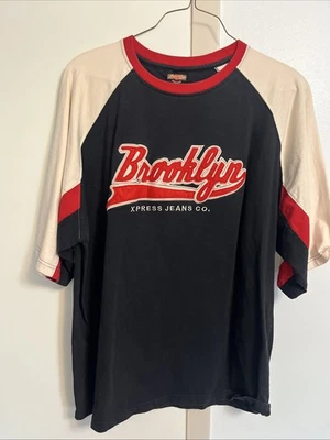 Camiseta deportiva vintage estilo béisbol Brooklyn xpress jeans negra y roja - 4X Foto 1 de 4