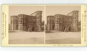 Allemagne, Trier (Trèves), Porta Nigra, Stéréo vintage, ca.1870 Allemagne, Trier - Afbeelding 1 van 2