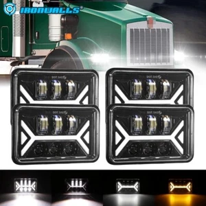 4PCS 4x6" For Kenworth Peterbilt DOT LED Headlights 357 379 378 Hi/Lo Beam DRL - Picture 1 of 12