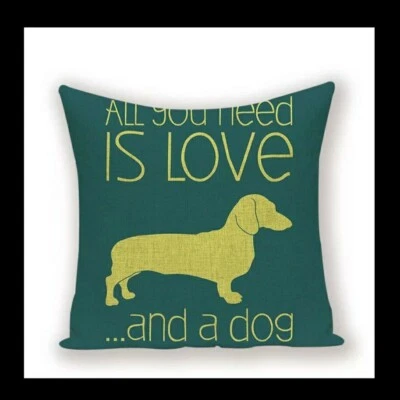 Cute Linen Dachshund Cushion Cover Large Sausage Dog Lover 45 x 45cm gift presen - Image 1 of 2