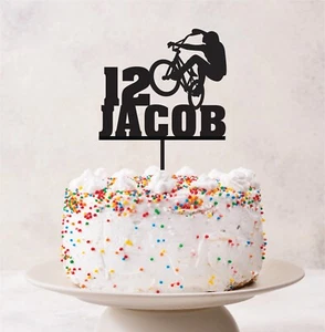 BMX Bike Sport Acrylic Personalised Cake Topper Birthday Kids Children Adults - Picture 1 of 2