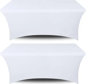 Stretch Spandex Table Covers 6FT, Pack of 2 2 Piece - 6 ft Tables, White - Picture 1 of 5