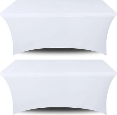 Stretch Spandex Table Covers 6FT, Pack of 2 2 Piece - 6 ft Tables, White  - Image 1 of 4