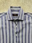Etro Shirt Men Size 39 Houndstooth Striped Purple Italy