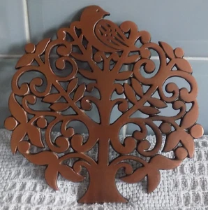 SUPPORTO SOTTOPIUMINO IN RAME VINTAGE BEN FATTO ALBERO DELLA VITA UCCELLINO - Foto 1 di 3