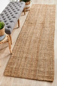 Hallway Runner Hall Runner Rug Large Hand Loomed Flat Weave Jute Natural 2 Size - Picture 1 of 24